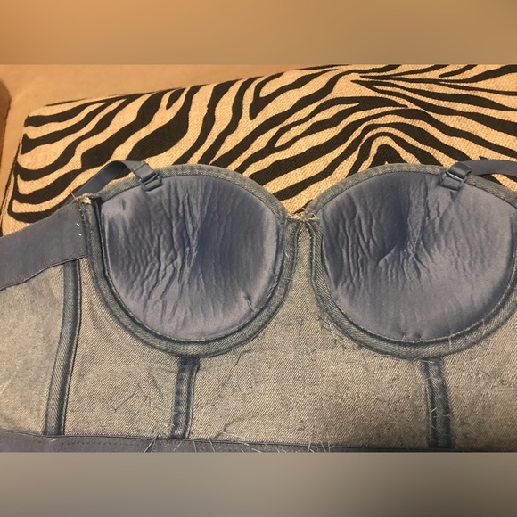 Women’s Denim Bustier Corset Top Bra - Picture 5 of 6